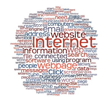 internet and webpage tag or word cloud