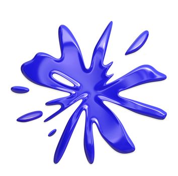 big blue ink or paint splatter on white background