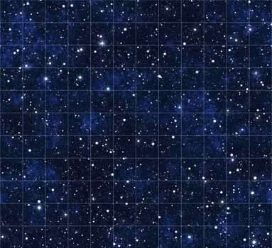 starmap outer space stars and clouds with grid