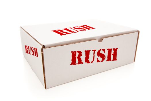 White Box with the Word Rush on the Sides Isolated on a White Background.