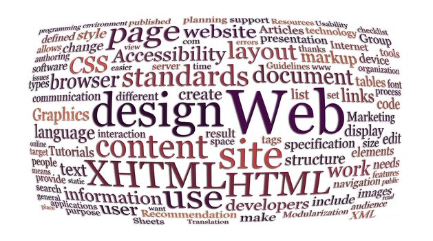 web and website design word or tag cloud