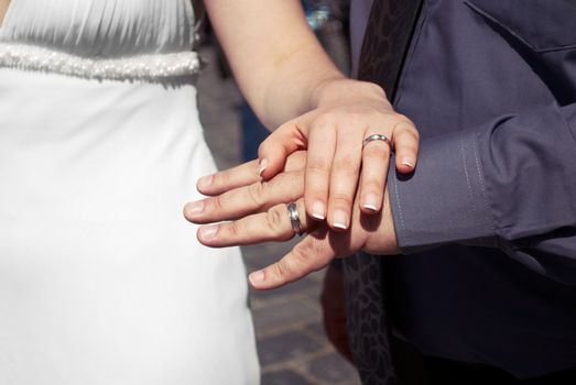 Wedding rings of just merried pair