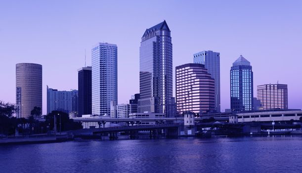 Buildings in Downtown Tampa, Florida - twiglight time.