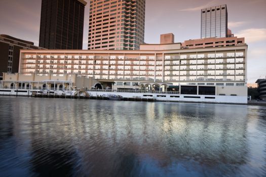 Sunset in downtown Tampa, Florida.