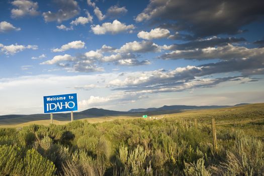 Welcome to Idaho sign taken late afternoon