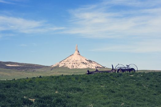 Chimney Rock in Nebraska, USA.