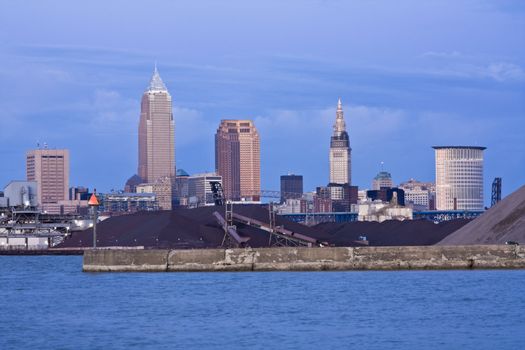 Night in Cleveland seen from the west.