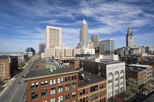 Downtown Cleveland during spring day.