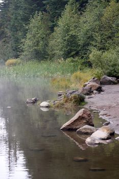 Reflection in Trillium Lake, OR.  Photo taken in the Mount Hood National Forest, OR.