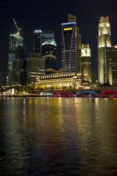 Singapore City Skyline by Marina Bay Esplanade at Night