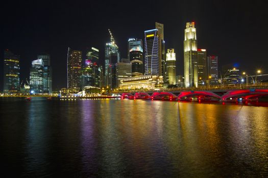 Singapore City Skyline by Marina Bay Esplanade at Night 2