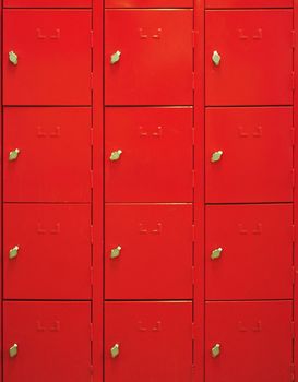 Lockers cabinets in a locker room at school or museum or station