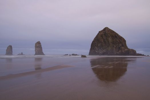 Foggy Morning by Haystack Rock at Cannon Beach Oregon