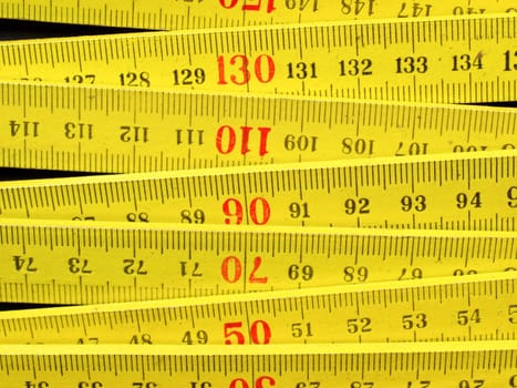 Detail of a wooden metric carpenter ruler