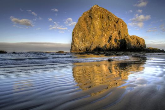 Reflection of Haystack Rock at Cannon Beach Oregon 2