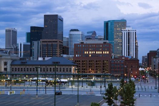 Getting dark in Denver, Colorado.