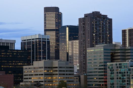 Getting dark in Denver, Colorado.