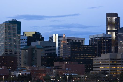 Getting dark in Denver, Colorado.