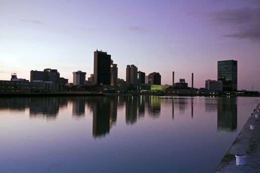 Downtown of Toledo - sunset time.