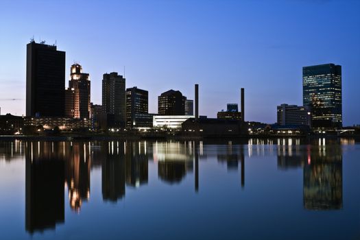 Downtown of Toledo, Ohio - night time.