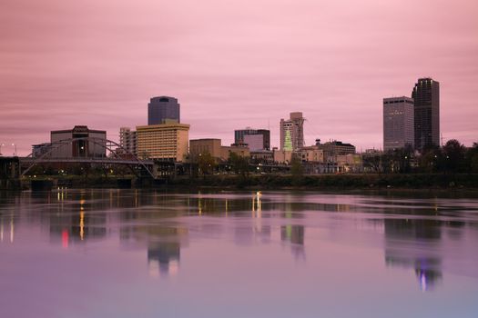 Sunrise in Little Rock, Arkansas. Morning time.