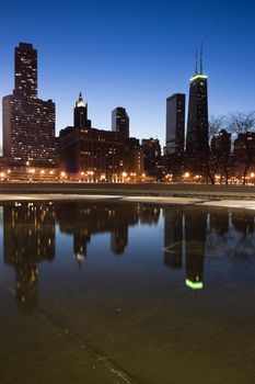 Gold Coast reflected in the pond - Chicago, IL.