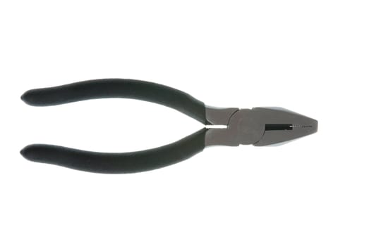 Black pliers isolated on a white background.