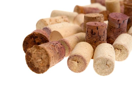 Corks from bottles guilt isolated on white background.
