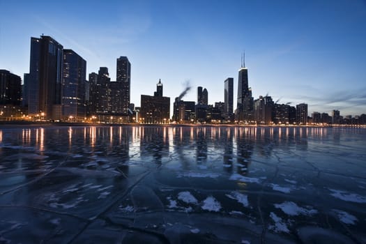 Evening in Downtown Chicago, IL, Gold Coast.