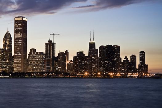 Evening in Downtown Chicago, IL.