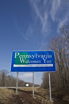 Welcome to Pennsylvania road sign