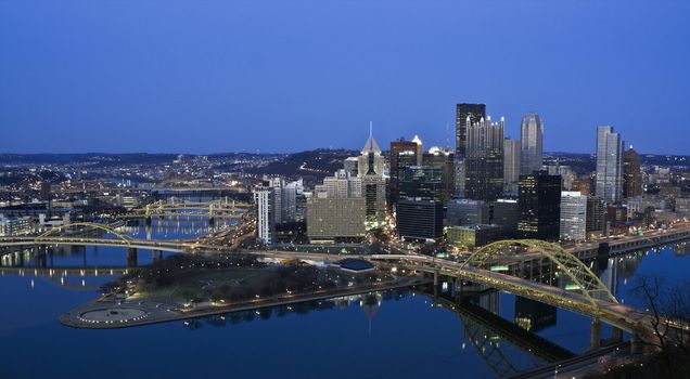 Night in Downtown Pittsburgh, Pennsylvania.