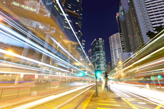 Traffic through the city at night