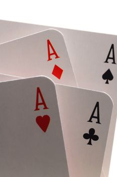 poker card game with four aces showing success