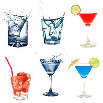 drink or cocktail collection isolated on a white background