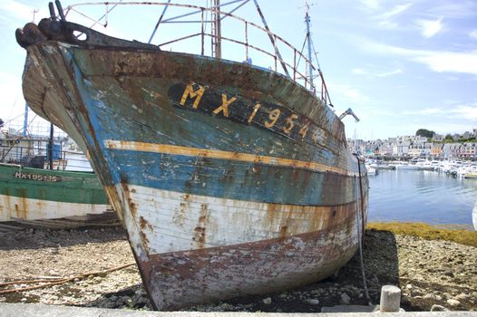 Shipwrecks at the harbor of Camaret-sur-mer in Brittany, France