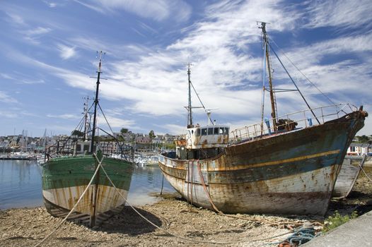 Two shipwrecks at Camaret-sur-mer in Brittany, France