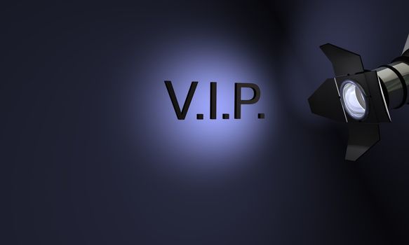 Studio with text VIP on blue background