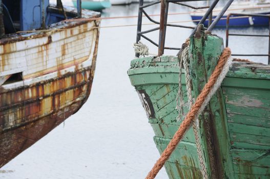 Detail of ship wrecks in Camaret-sur-mer in Brittany, France