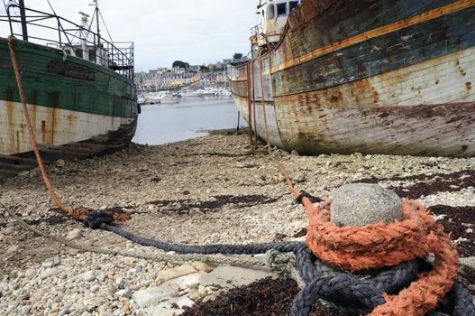 Two shipwrecks in Camaret-sur-mer in Brittany, France