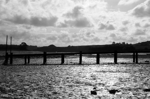 Monochrome shot of Low tide in Brittany, France