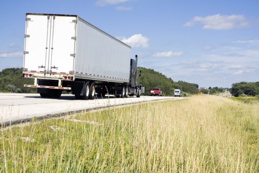 Semi Truck on the road - Wisconsin.