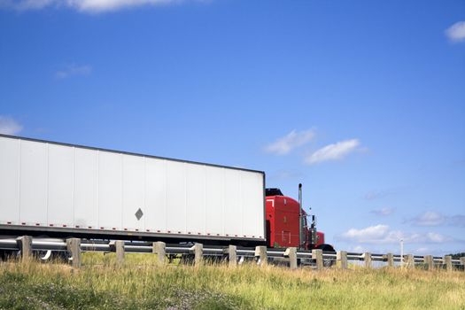 Semi Truck on the road - Wisconsin.