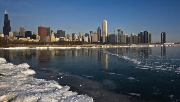 Winter in Downtown Chicago, IL.