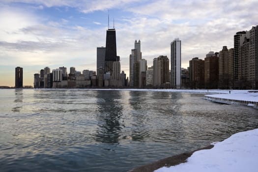 Winter in Downtown Chicago, IL, Gold Coast.