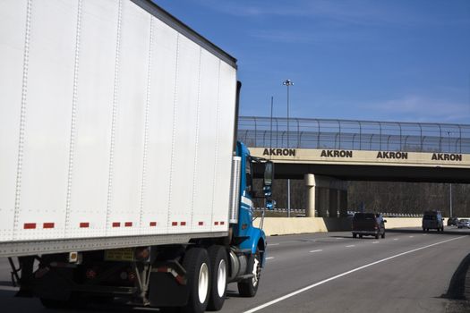 White Truck entering Akron, Ohio