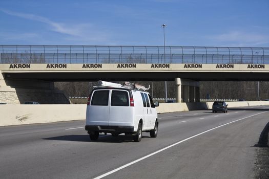 White Van entering Akron, Ohio