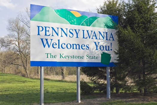 Pennsylvania Welcome Sign - spring time.