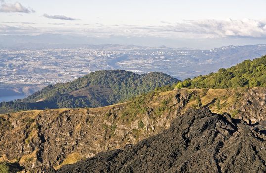 Guatemala City seen from Pacaya Volcano late afternoon