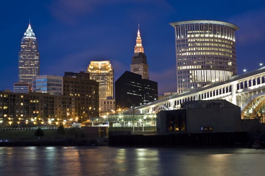 Skyline of Cleveland - evening time.